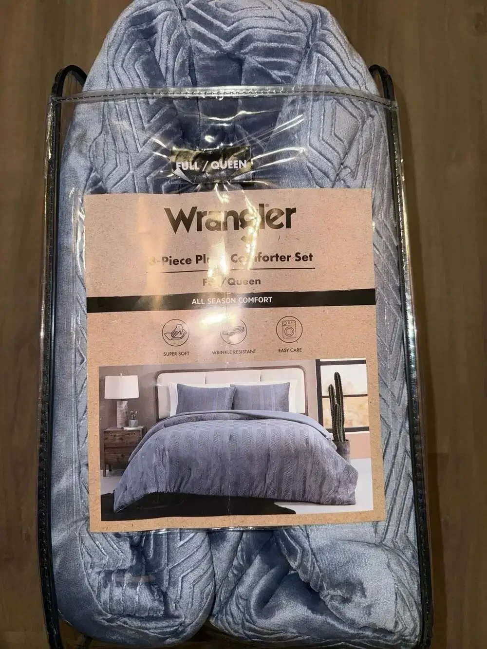 Wrangler 3-Piece Plush Comforter Set Full Queen Blue